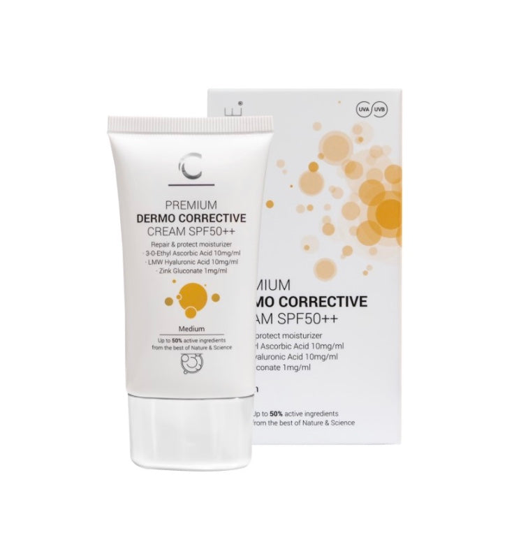 KOREGUOJAMASIS KREMAS SPF50++ SU SPALVA (MEDIUM) TŪBELĖJE