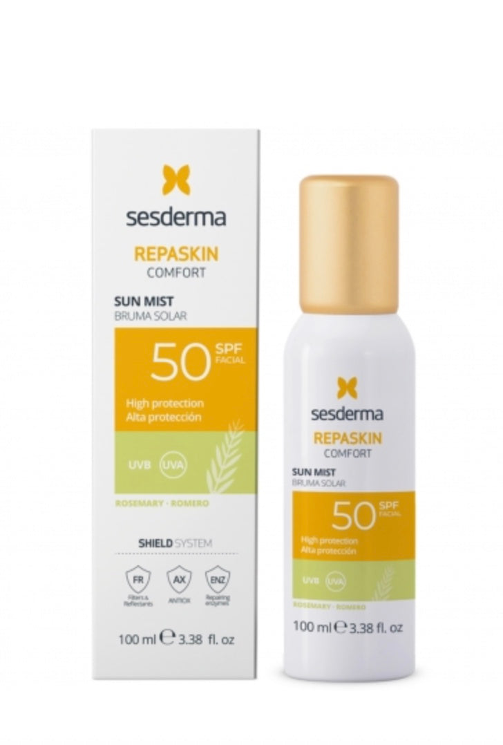 SESDERMA REPASKIN COMFORT APSAUGINĖ VEIDO DULKSNA SU ROZMARINŲ AROMATU SPF50, 100 ML