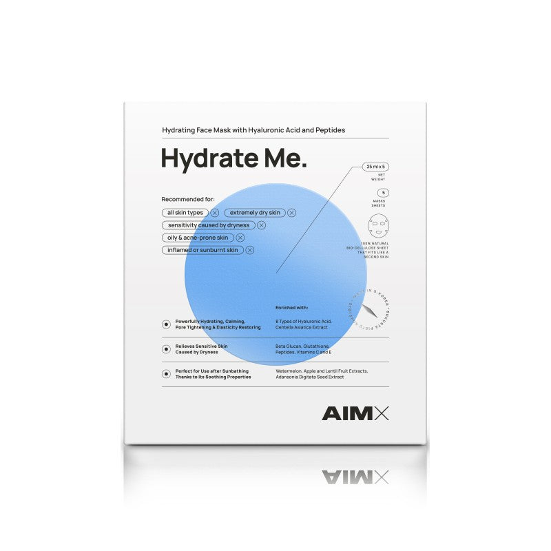 Greito poveikio giliai drėkinanti veido kaukė su peptidais AIMX „Hydrate Me“