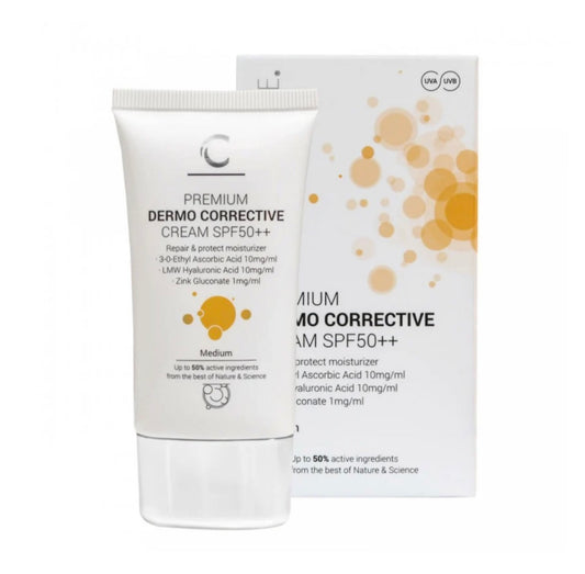 CLINICARE KOREGUOJAMASIS KREMAS SPF50++ SU SPALVA