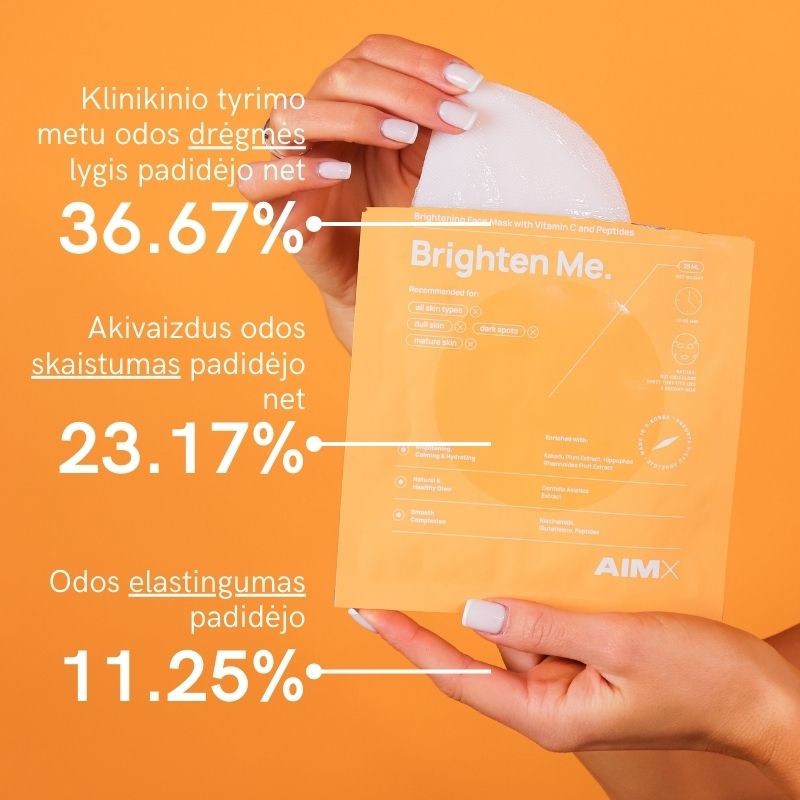 Greito poveikio skaistinanti veido kaukė su vitaminu C AIMX „Brighten Me“